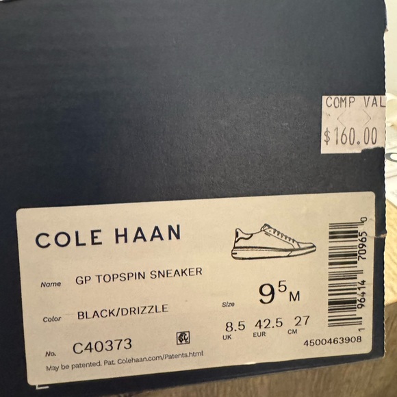 COLE HAAN GP TOPSPIN SNEAKER BLACK DRIZZLE - LEATHER SHOES - STYLE C40373 BNWT! main image 8
